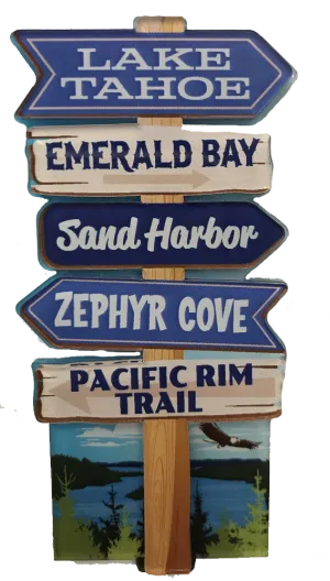 Souvenir Magnet Historic Directional Sign Post Magnet of Lake Tahoe