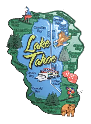 Souvenir Magnet Sites & Scenes Map of Lake Tahoe