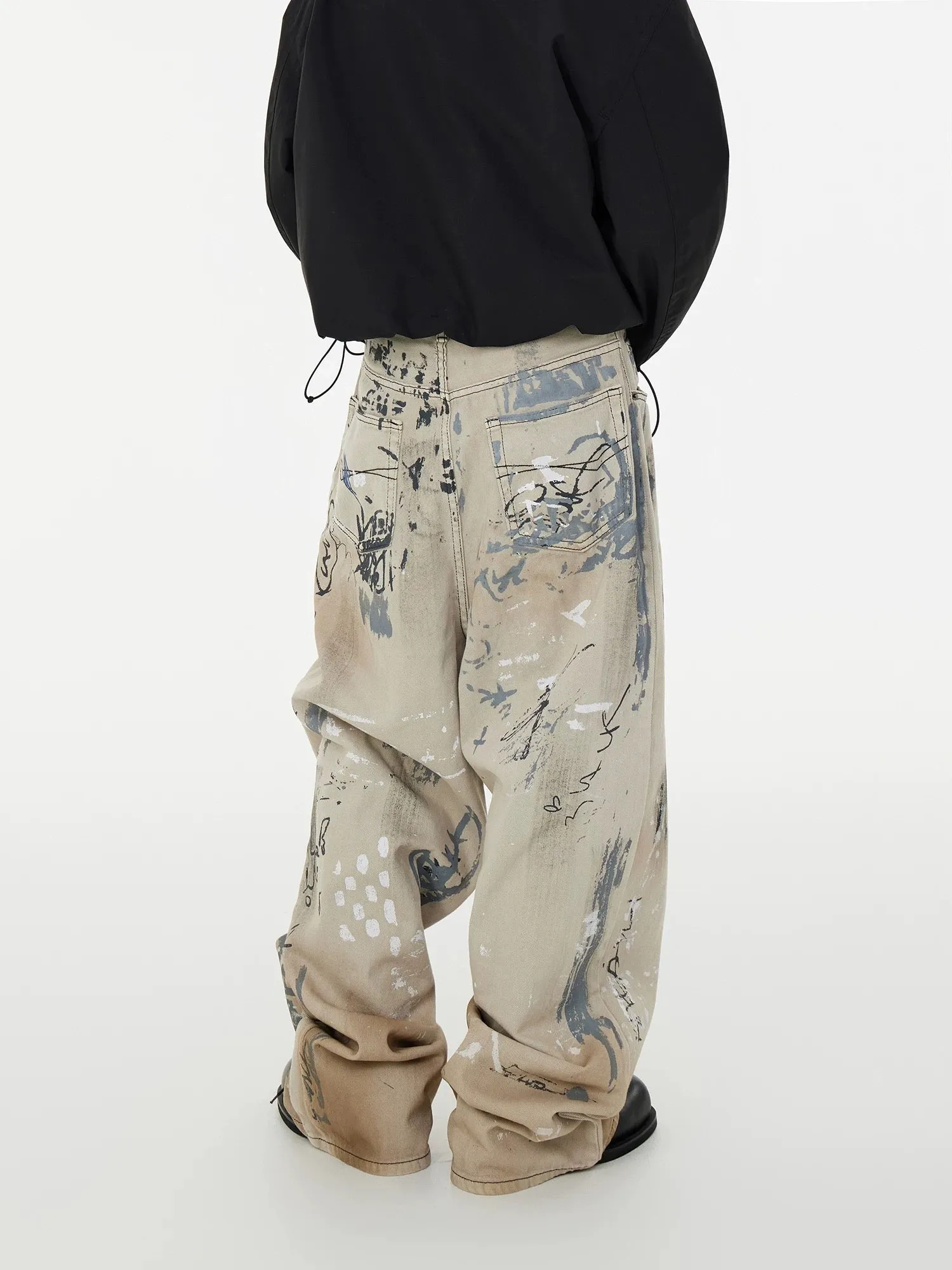 Thesupermade Hand-painted Graffiti Baggy Jeans - 1885