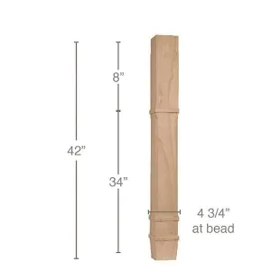 Transitional Square Bar Column, 4 3/4"sq. x 42"h