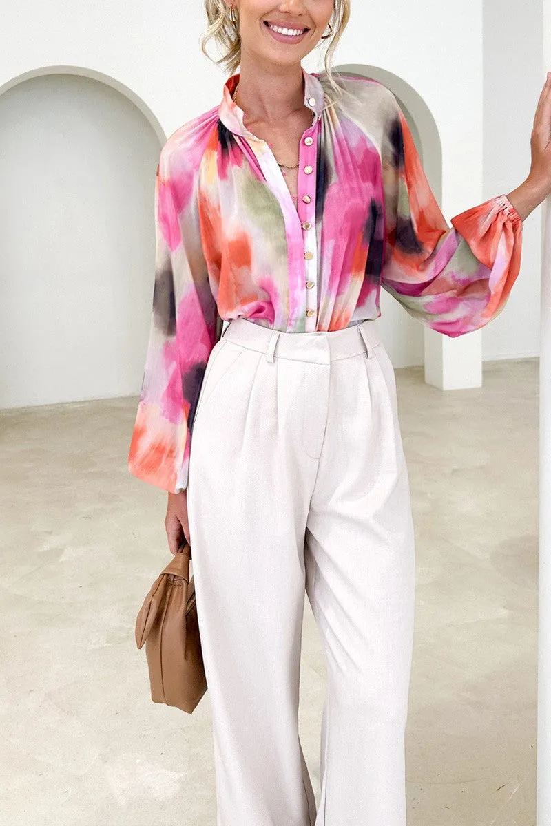 Watercolor Button Up Blouse