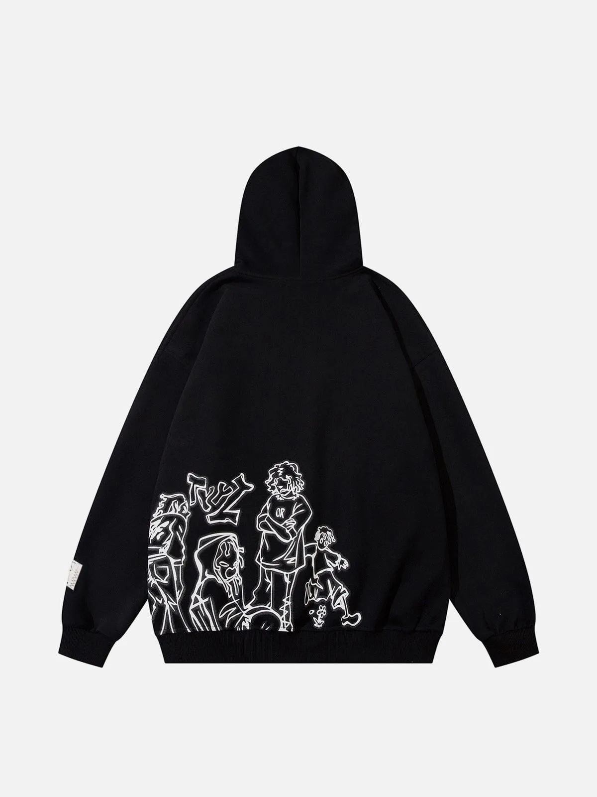 We Love Street Cartoon Line Character Print Hoodie