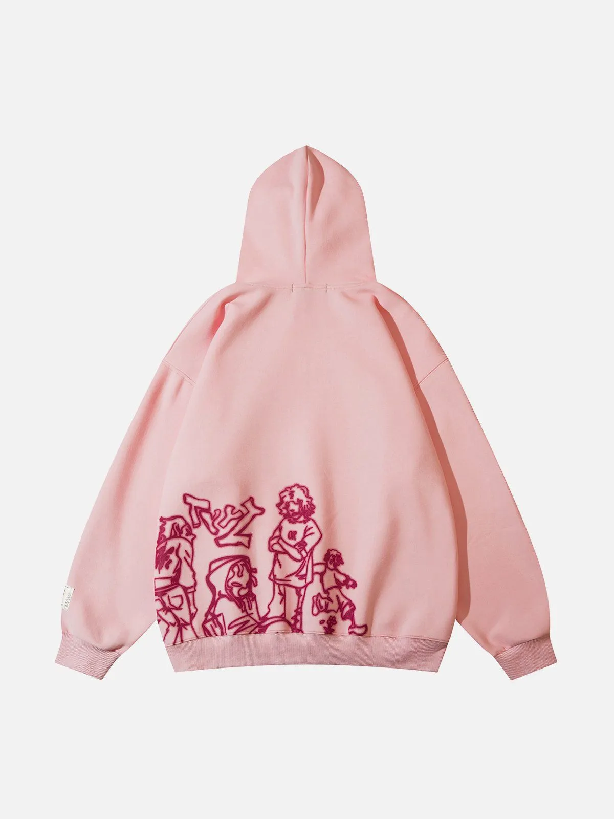 We Love Street Cartoon Line Character Print Hoodie