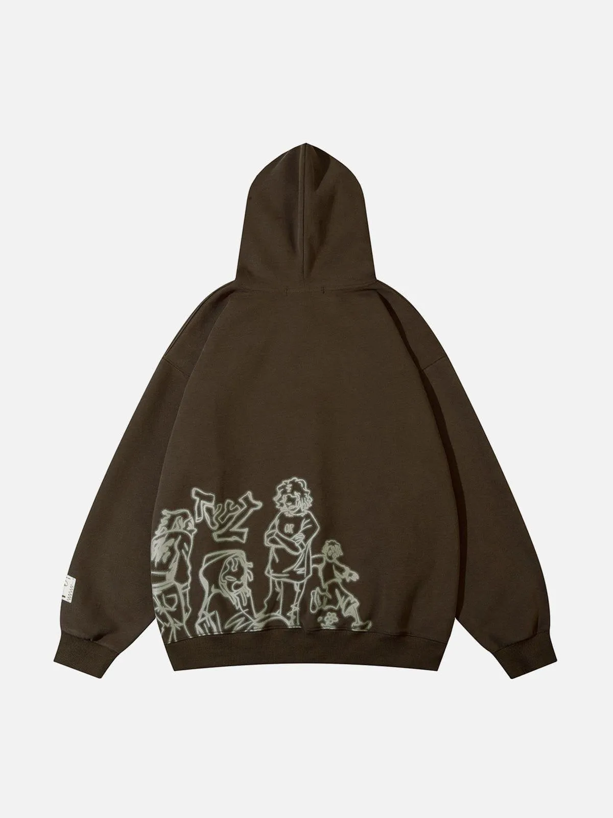 We Love Street Cartoon Line Character Print Hoodie