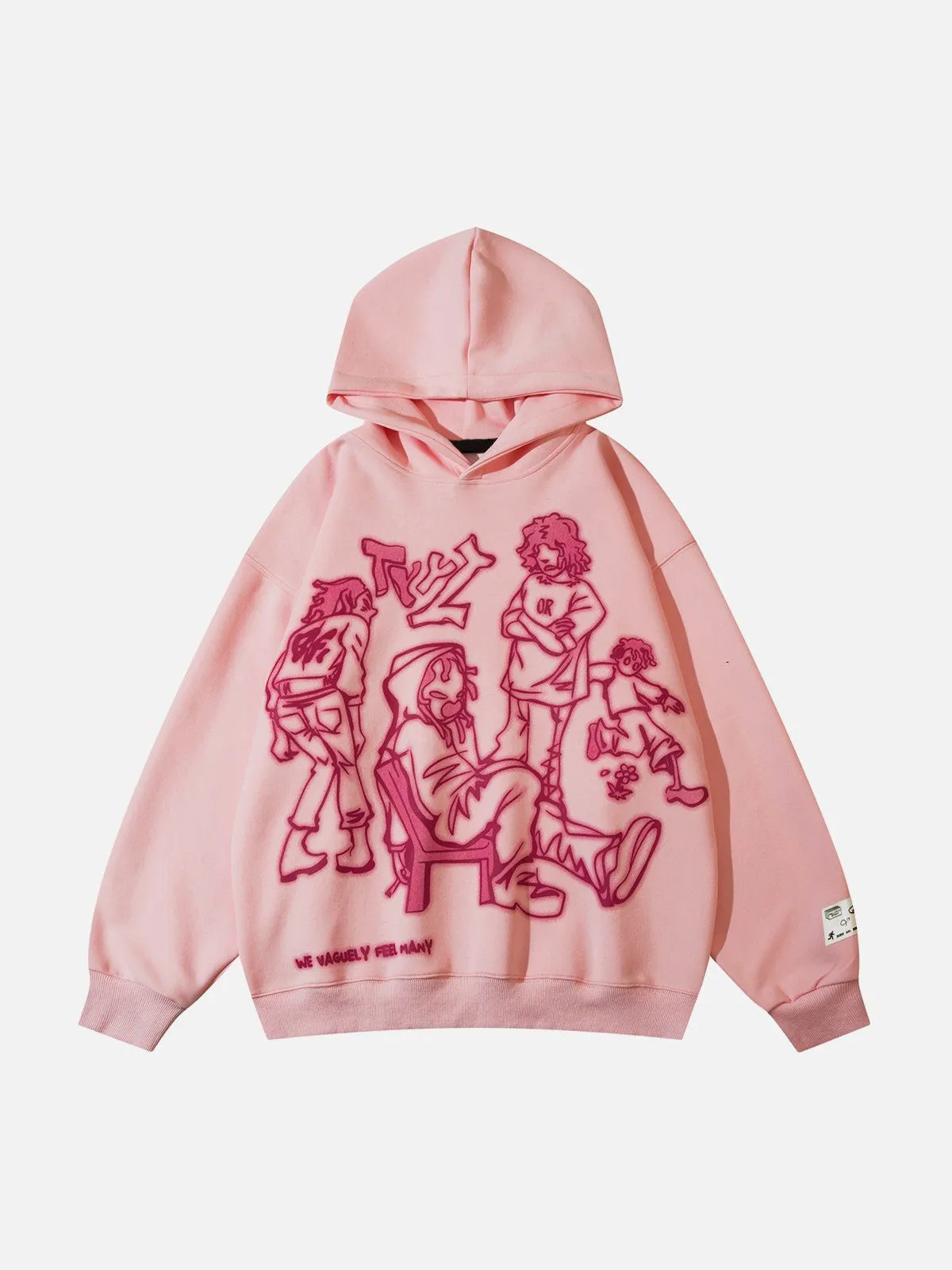 We Love Street Cartoon Line Character Print Hoodie