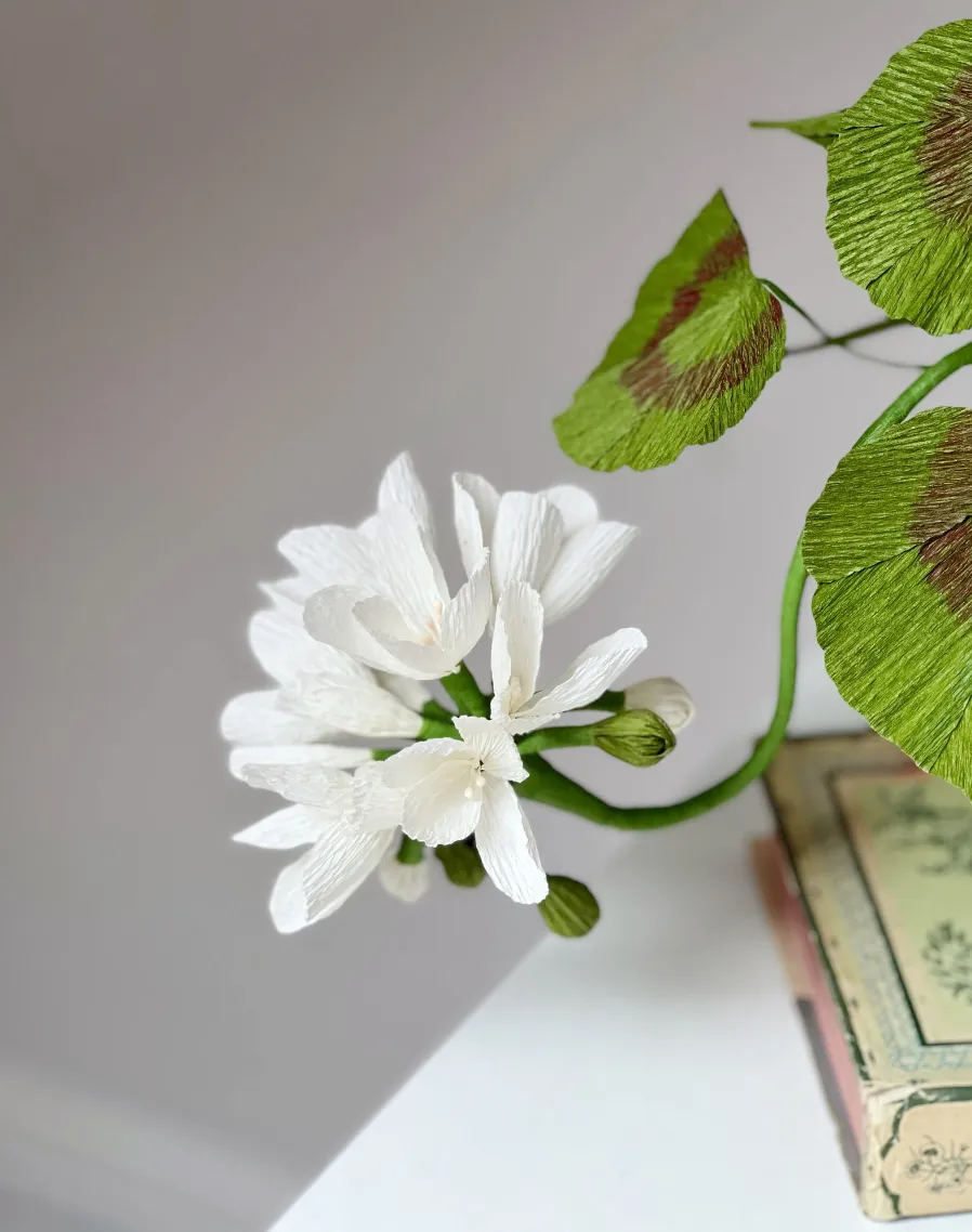 White Geranium Paper Sculpture